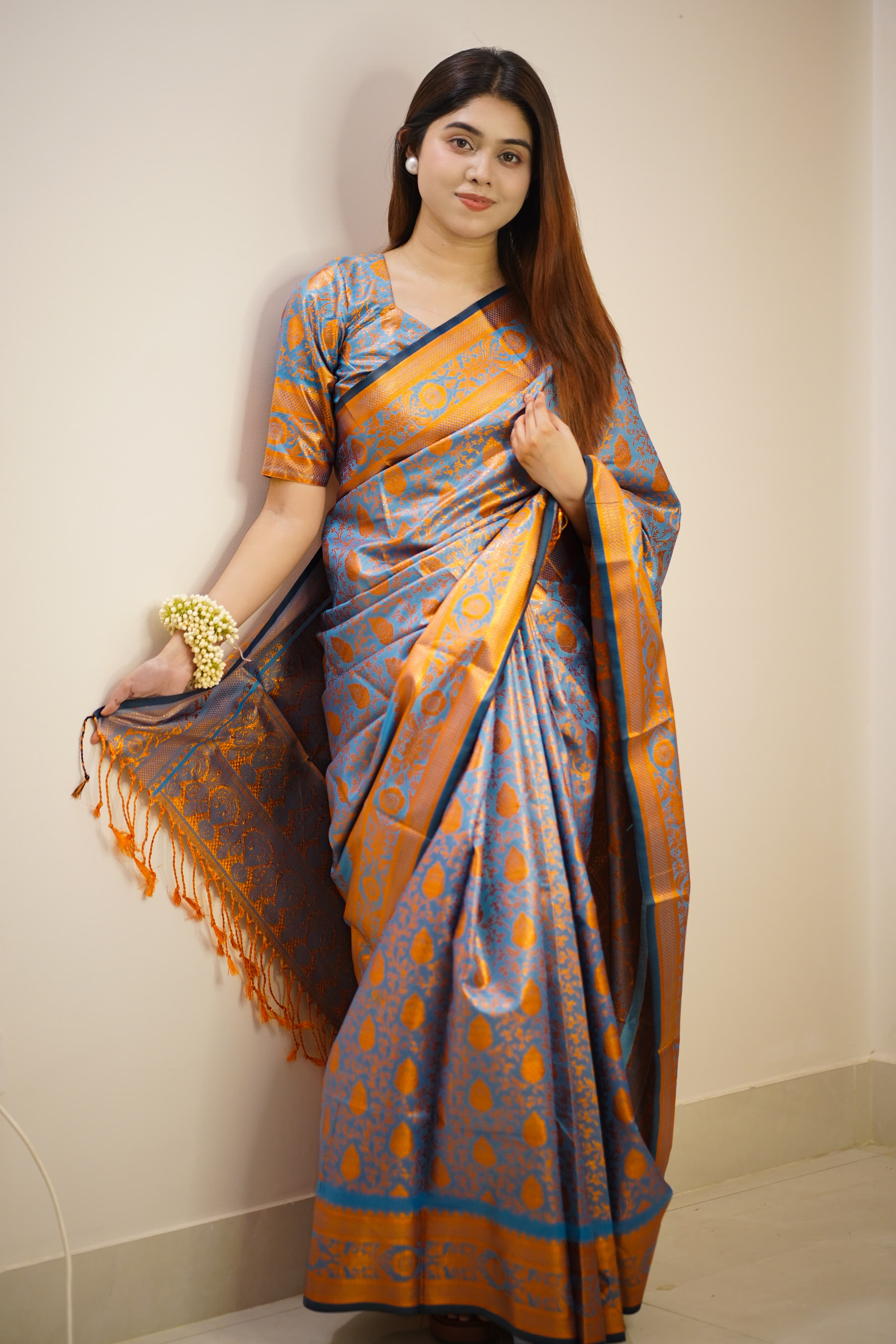 Premium Kanjivaram Katan Saree with Matching Blouse Piece