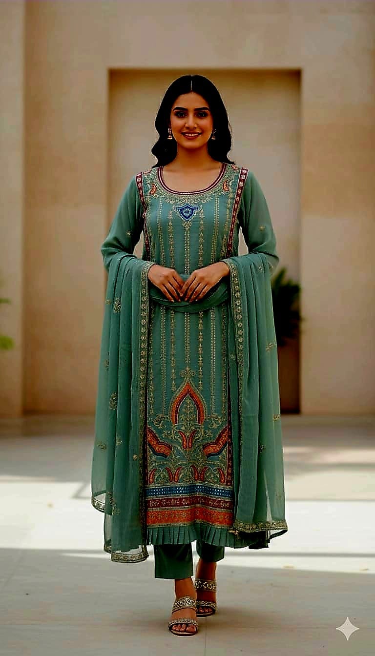 Pakistani Ready Made Party 4 Pieces – Cape Chiffon Georgette | Dusty Mauve