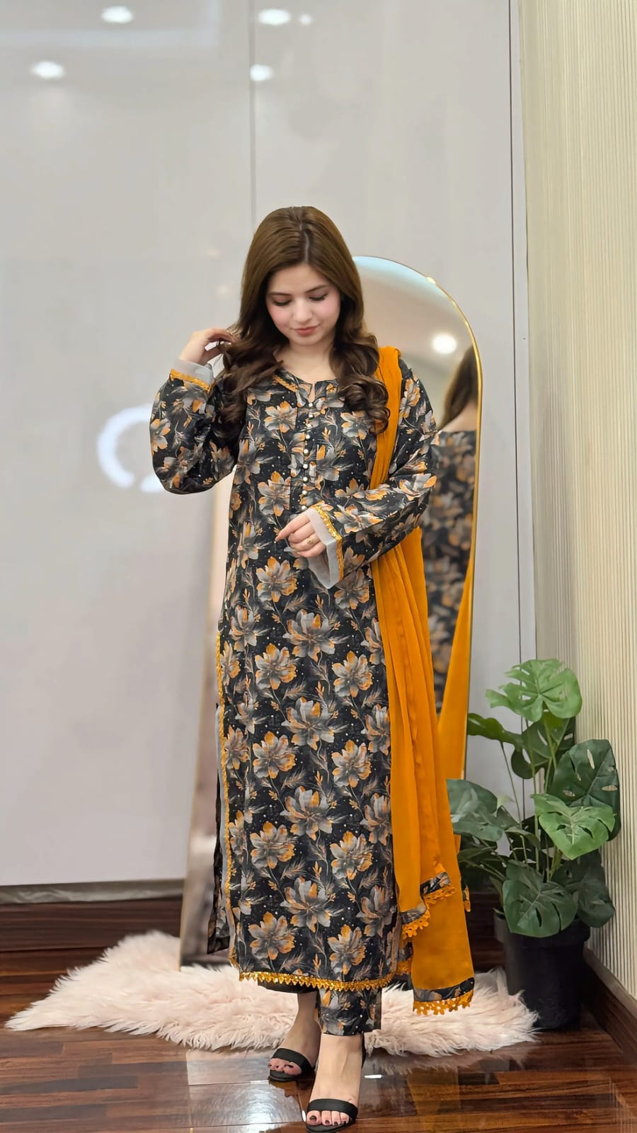 Cotton Readymade Three Piece - Floral Print