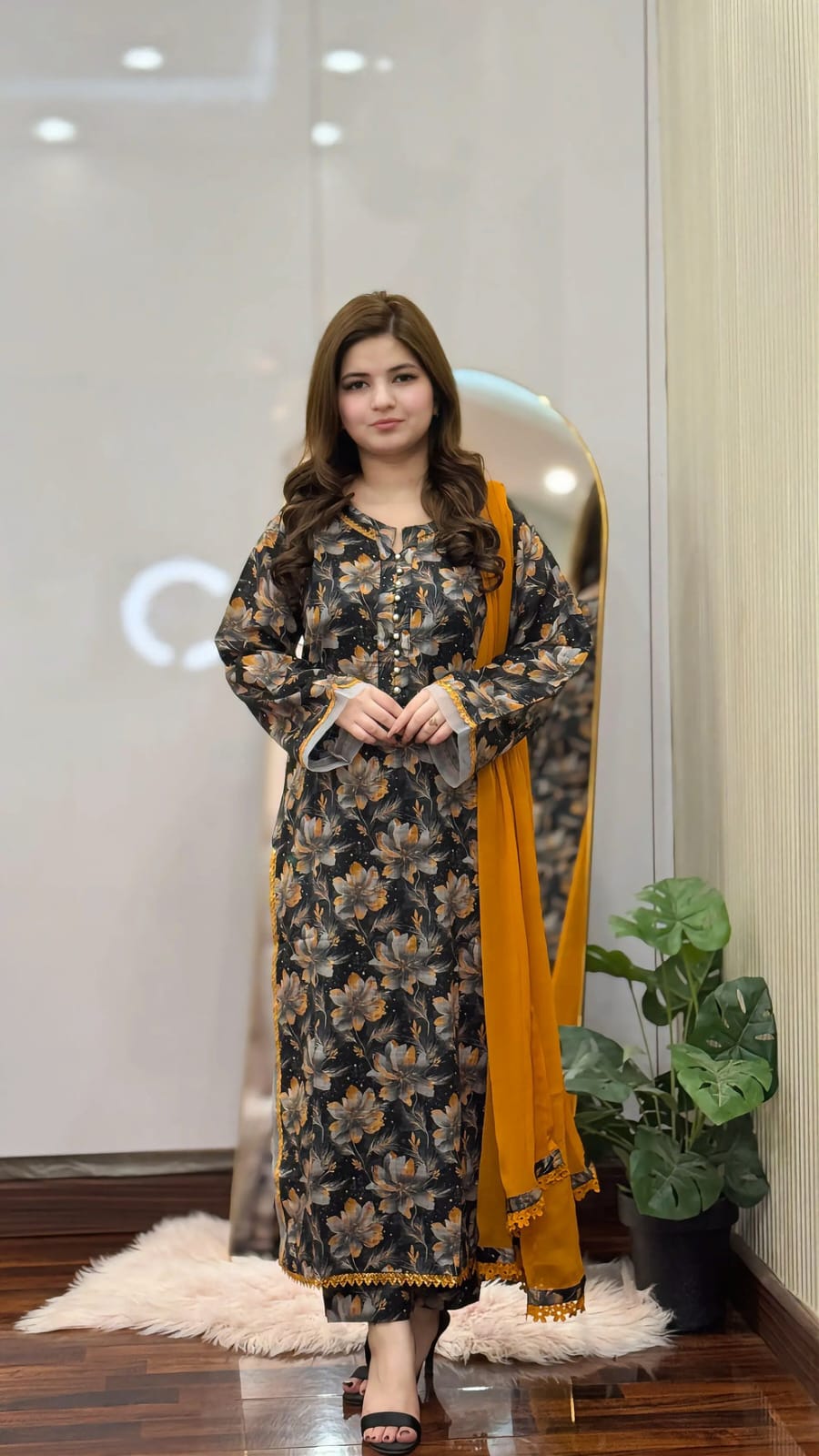 Cotton Readymade Three Piece - Floral Print