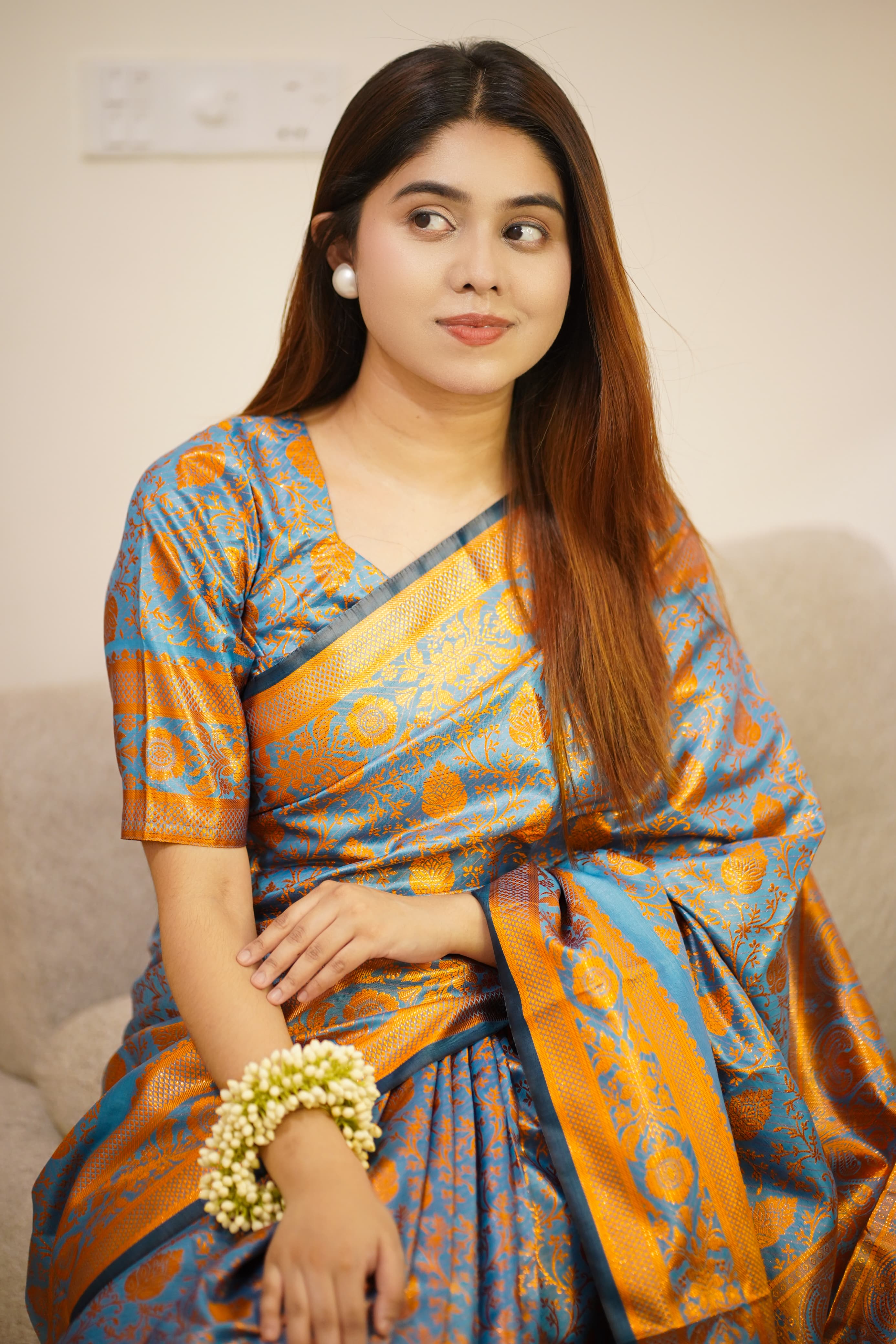 Premium Kanjivaram Katan Saree with Matching Blouse Piece