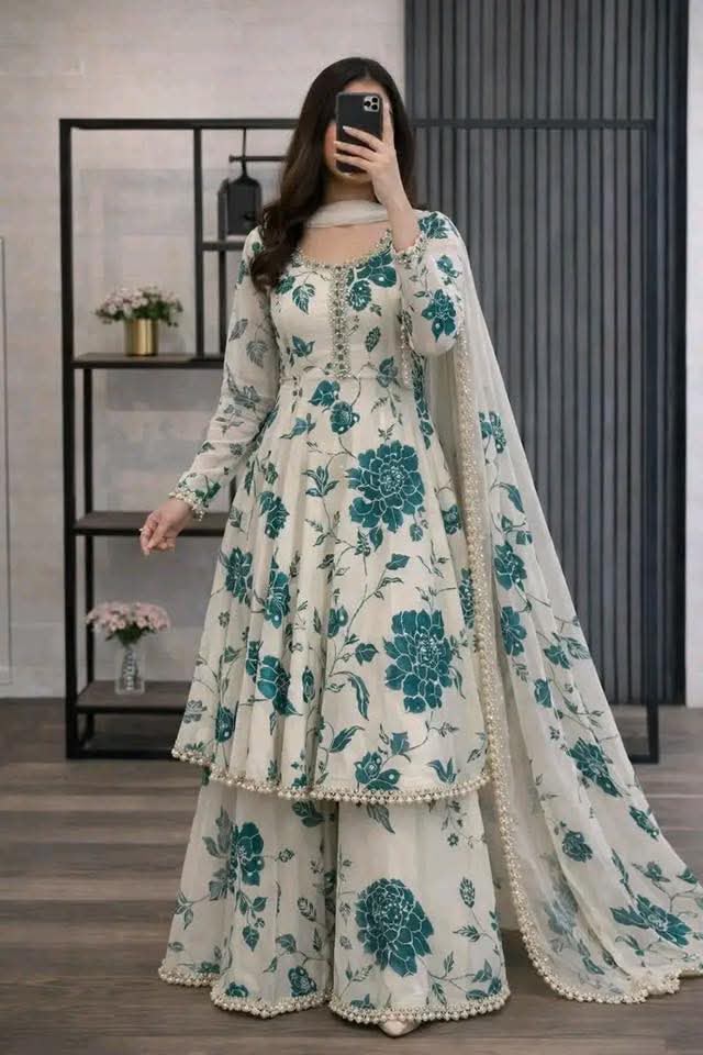 Exclusive Golap Printed Cotton Gown - Three Piece